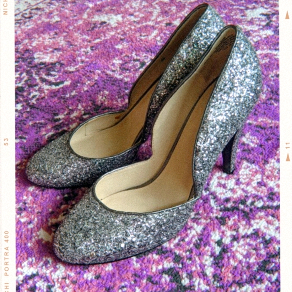 Nine West Dark Grey Glitter Heels 8.5